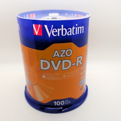 Verbatim AZO DVD-R Discs 4.7GB | 16x | Spindle | 100/Pack New Sealed 