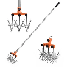 Rotary Cultivator Garden Rotary Tiller Adjustable Stainless Steel Poles Hand ...