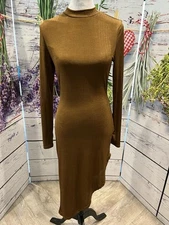 True Decadence Petite Size 10 Brown Shimmer Long Sleeve Long Bodycon Dress