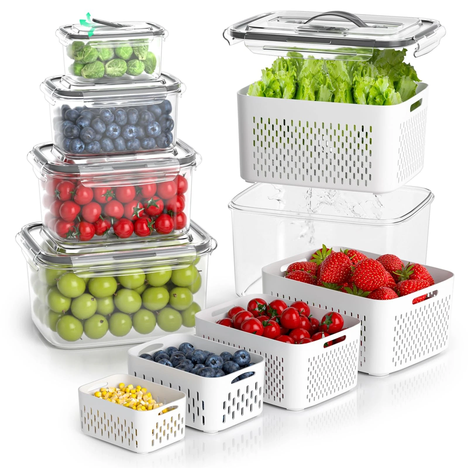 Fruit Storage Containers for Fridge - 5 Size Berry Containers for Fridge Keep...