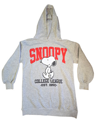 Zara Peanuts Snoopy College League Hoodie Dress Pullover Sweatshirt Size 11-12