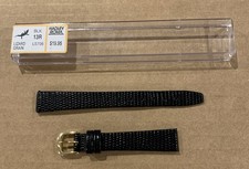 Ladies Genuine Leather Java Lizard Grain Watch Band Strap - Black - LS706