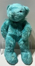 Kids Preferred Turquoise Blue Stuffed Plush Bear W Bow 14