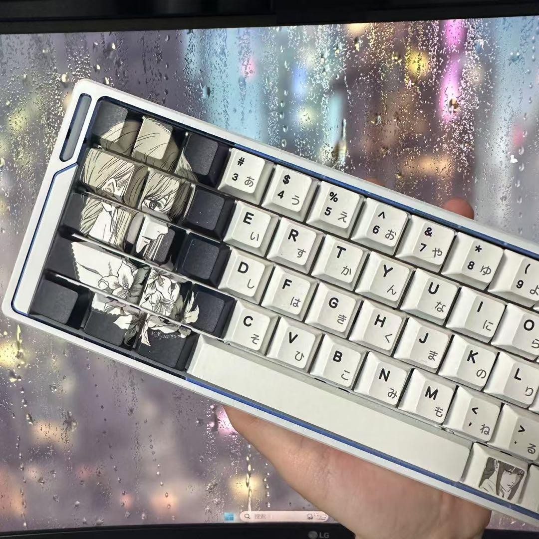 Wooting60 キーボード（JIS配列）｜マキマ花柄キーキャップ Wooting60 keyboard JIS layout with Makima floral pattern