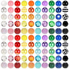 20mm Rhinestone Bubblegum Beads 100pcs Mixed Crystal Resin Chunky Beads for DIY