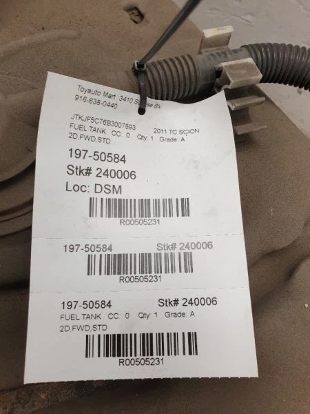 2011 SCION TC 2.5L FWD MT GAS FUEL TANK  — 第 4/4 张图片