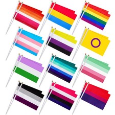 108 Pcs Mini Pride Flags Set LGBT Small Flag Hand Held Progress Rainbow Gay G