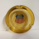 VTG THICK AMBER GLASS ADVERTISING ASHTRAY UNION PACIFIC RAILROAD UPRR
