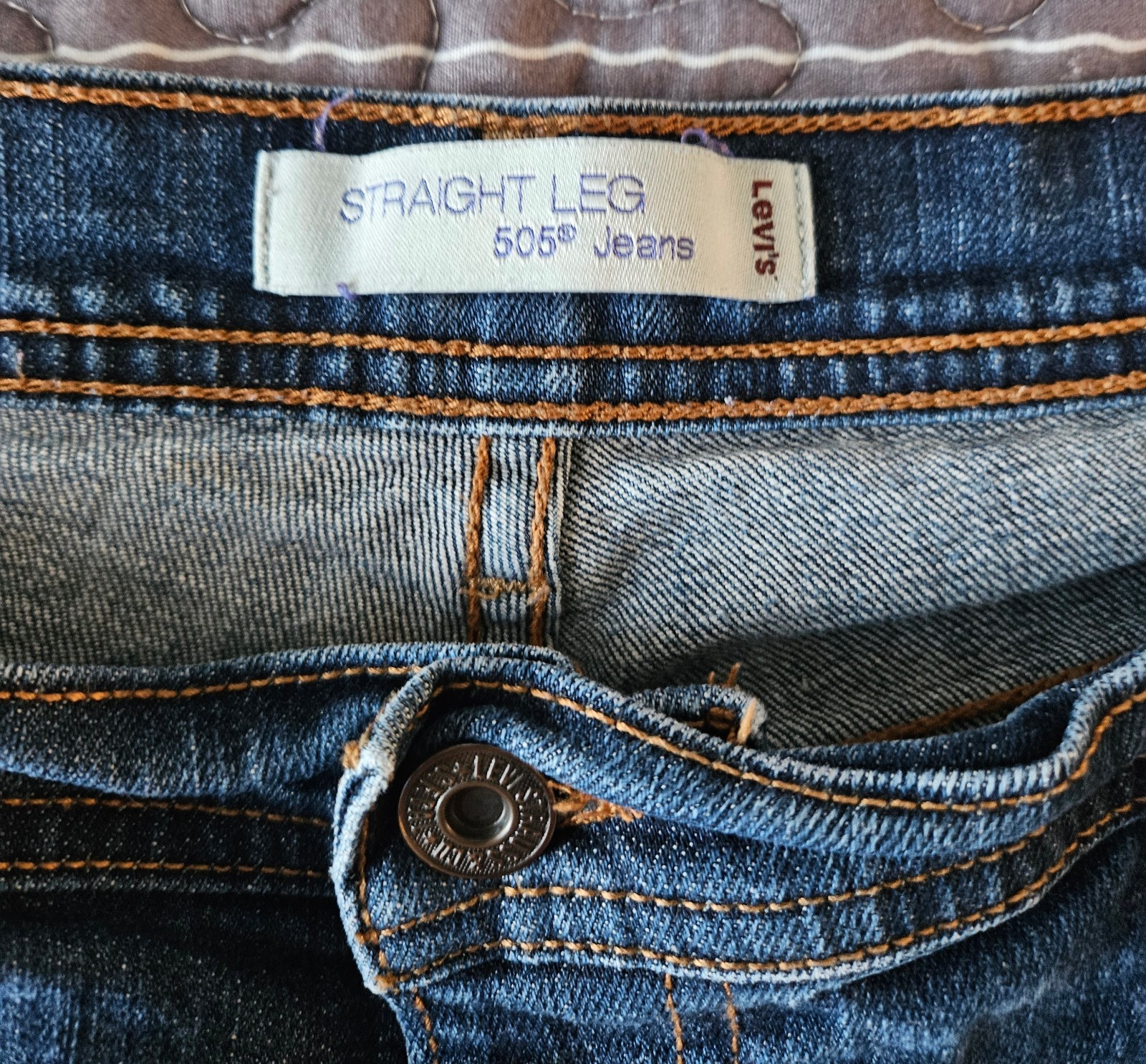 Womens Levis 505 Jeans Size 16 Dark Wash Straight Leg Stretch  thumbnail 5