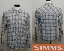 Simms Bugstopper Long Sleeve Button Down Men's M Blue/Gray Plaid NWT J4797