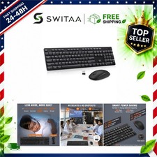 EDJO Wireless Keyboard and Mouse Combo 2.4GHz Full Size Quiet USB Black