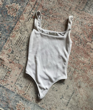 Babaton Women's White Bodysuit XS Solid One Piece Opaque Wireless