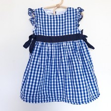 Lil Cactus Gingham Ruffle Dress Blue White Ch...