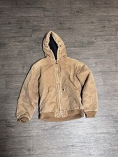 Carhartt Jacket Boys Large Youth YYJ130 BRN Grey Hooded Outdoor