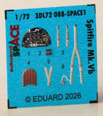 Eduard SPACE 1/72 Spitfire Mk.Vb 3D Cockpit Interior/Seat 3D Decals (IBG Models)