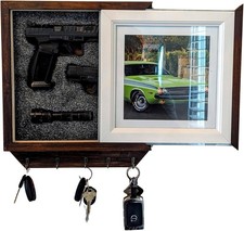 3F Gun Safe Box Key Holder For Wall, Wooden Entryway hidden storage, Photo Fr...