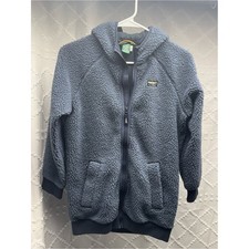 L.L. Bean Kids Fleece Full Zip Hooded Jacket Blue Orange Size M 10-12