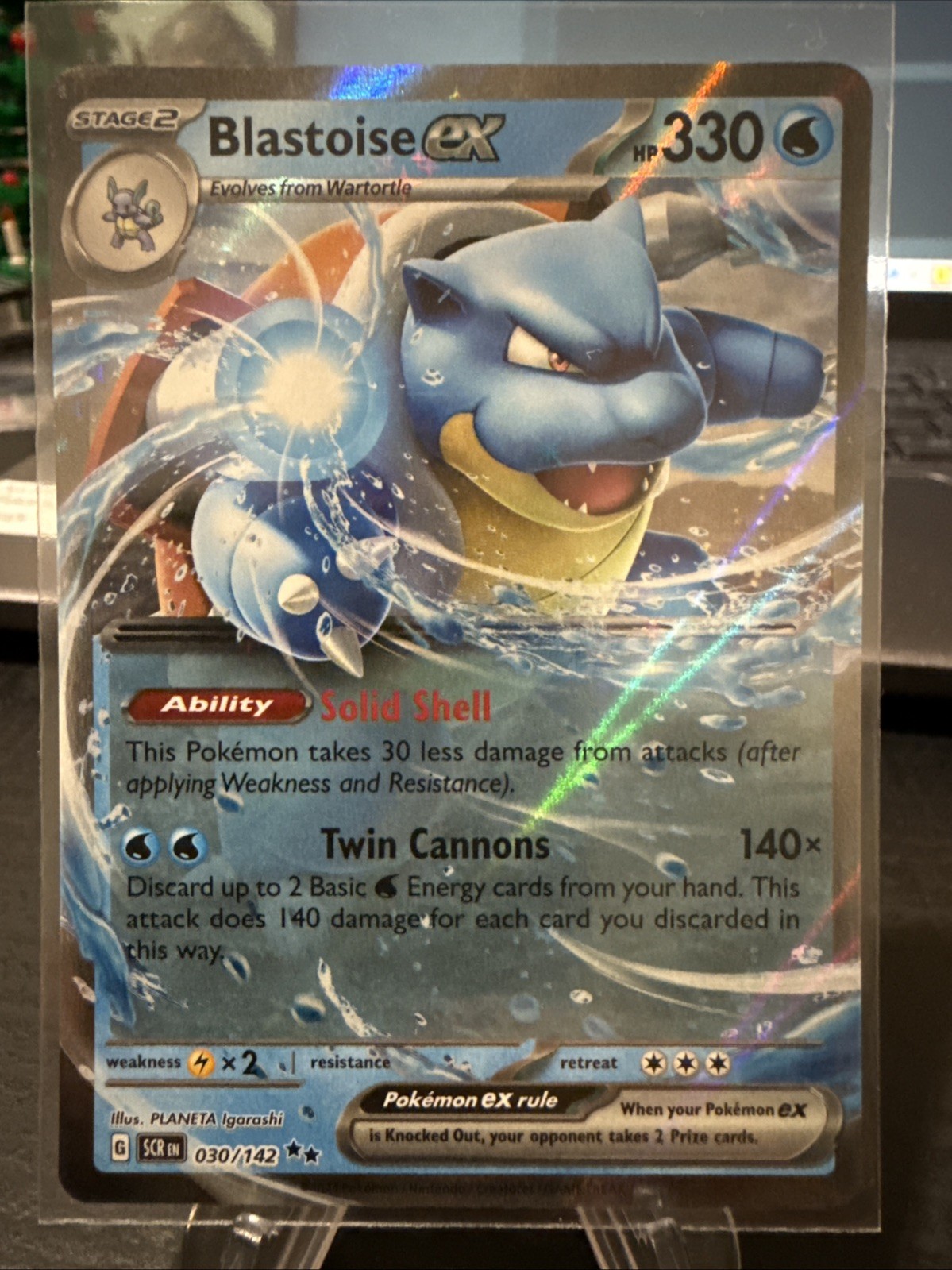 Blastoise Ex 030/142 Sv07: Stellar Crown Holo Near Mint