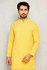 Men  s Yellow Festive Kurta   Elegant Traditional Wear for Diwali Celebration