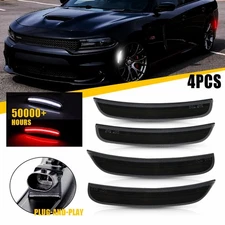 Smoked Lens LED Front & Rear LED Side Bumper Marker For 2015-2022 Dodge Charger