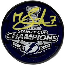Mathieu Joseph autographed signed Stanley Cup puck Tampa Bay Lightning PSA COA