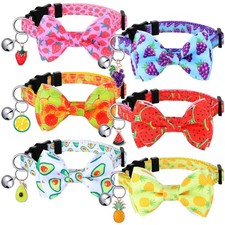 6 Pack Fruit Cat Collar, Summer Cute Breakaway Bow Tie Collars for Girl Small