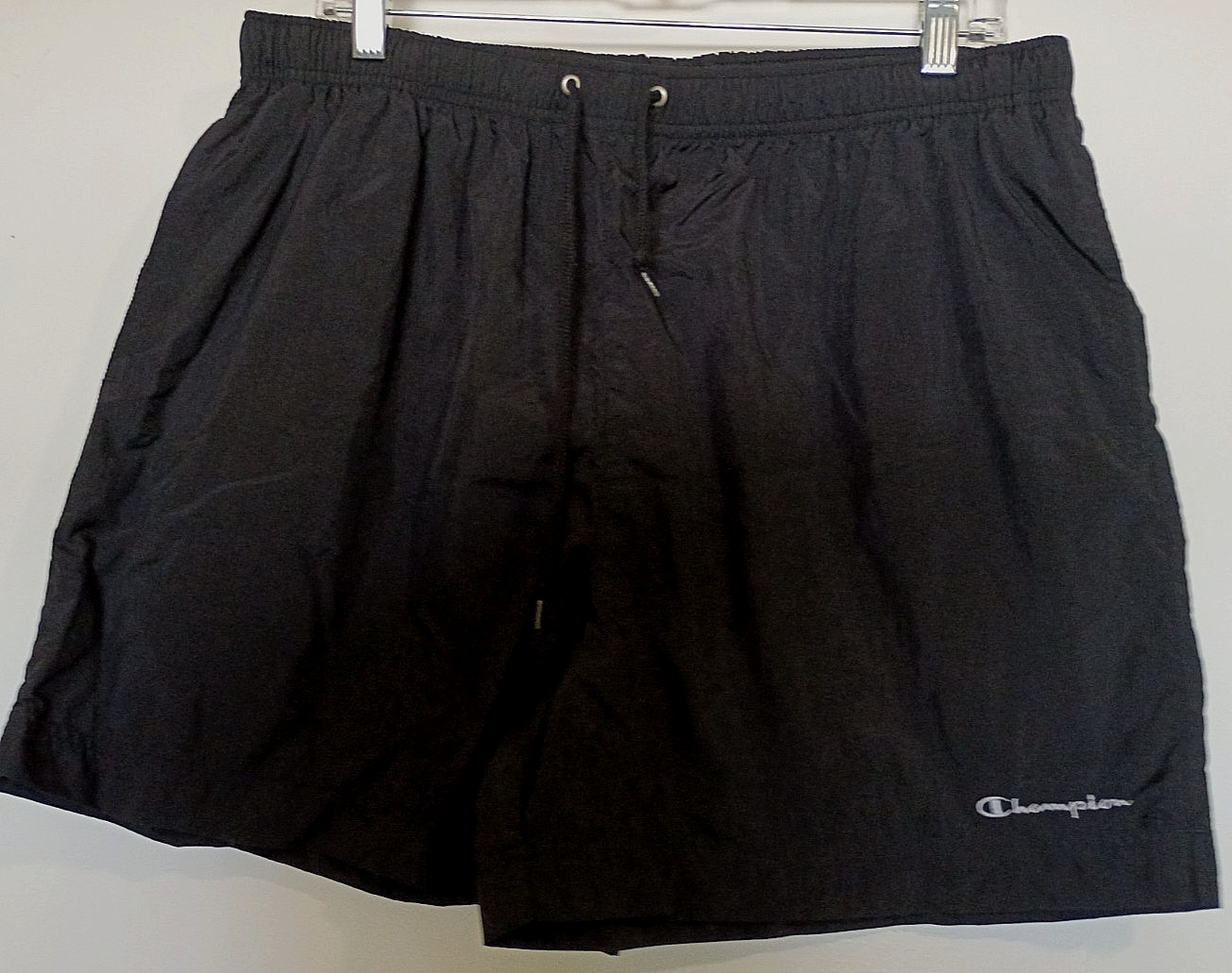 Champion 100% nylon solid black running shorts si… - image 7