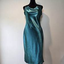 XXXITICAT Dress Women's Green Form Fitting Satin Sleeveless Cocktail Party Med