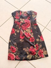 GUESS Black Red Floral Satin Strapless Sweetheart A-Line Mini Dress Size 1