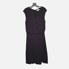 Carolina Herrera Black Midi Shift Dress Sz 10 Keyhole Button Back Made in USA