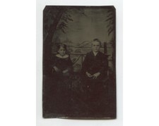 TINTYPE STUDIO PORTRAIT 2 SIBINGS/CUTE BROTHER + SISTER, 1/6 PLATE