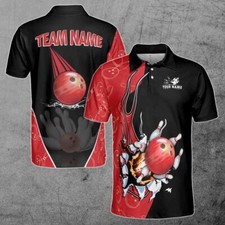 Custom Name Team Name Bowling Ball Men's Polo Shirt S-5XL