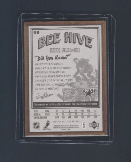 2006-07 Upper Deck Bee Hive Hockey WOOD # 68 Mike Modano - Image 2 of 2