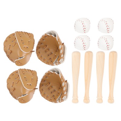  4 Sets Kinder Miniatur Baseball Spielzeugpuppenhaus Größe Baseball Set