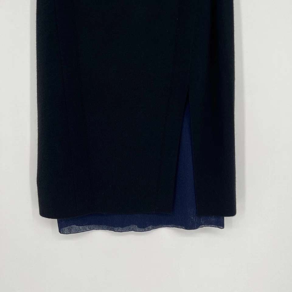 Falda para mujer Rag & Bone S tejida recta en capas mezcla de lana negro azul carrera Foto 3 de 4