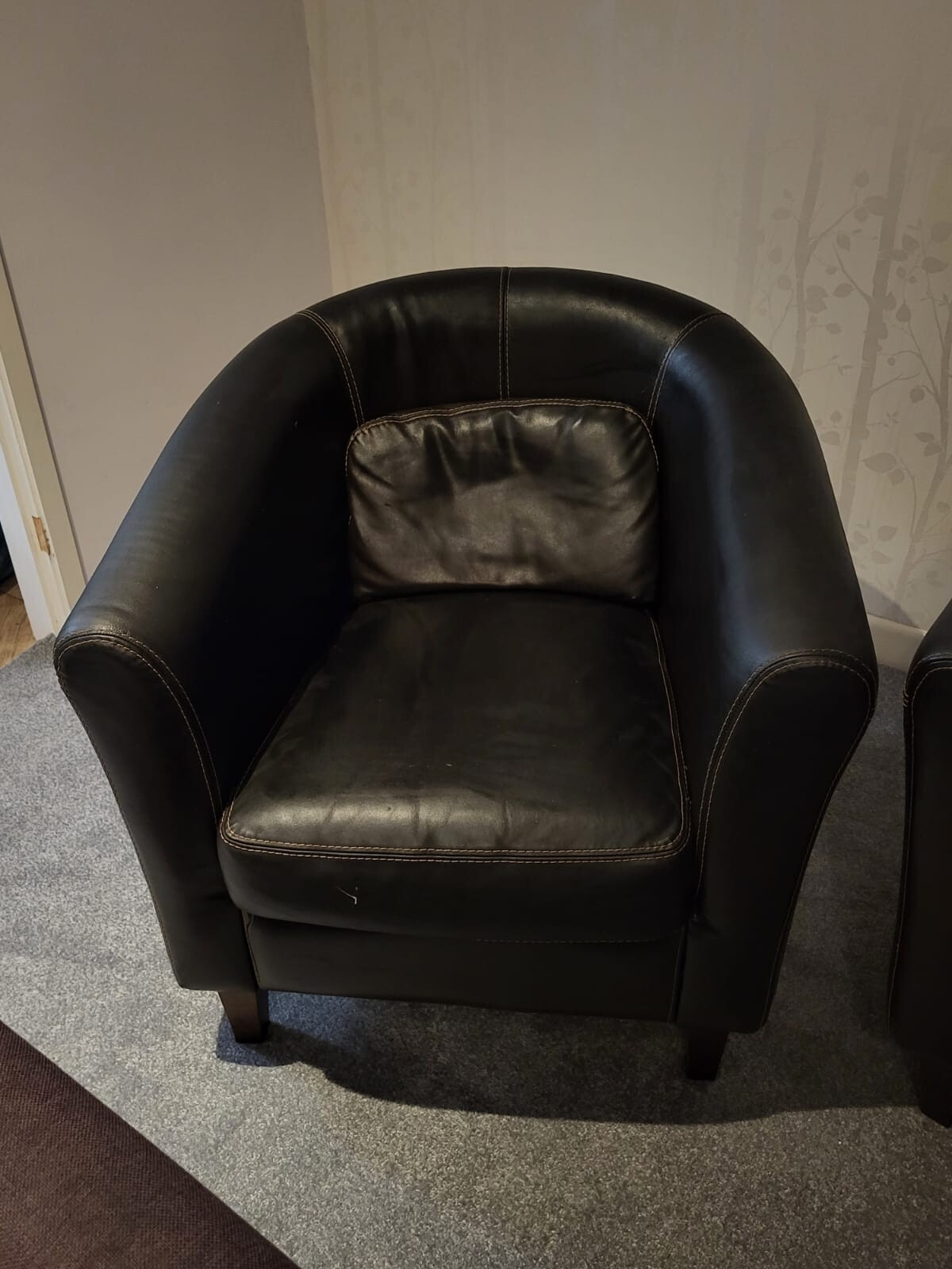 Brown leather tub chairs used eBay