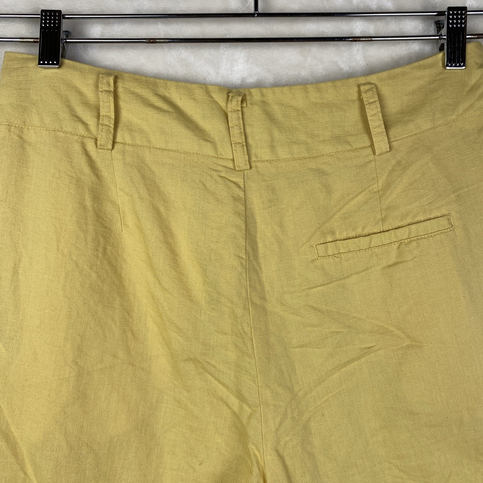 Zara Basic Pants Womens Large Yellow Cropped Line… - image 7