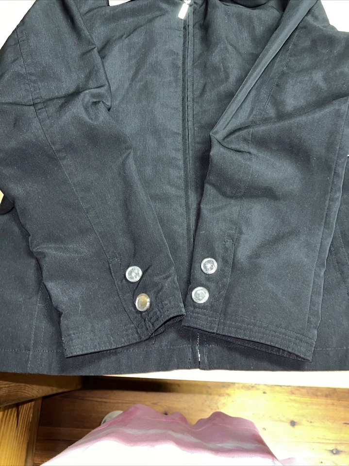 Abrigo de lluvia WEATHER TAMER para mujer talla S negro tostado con capucha cremallera chaqueta bolsillos EXCELENTE ESTADO Foto 4 de 4