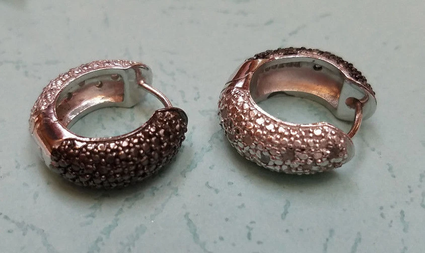 PENDIENTES ARO VICTORIA TOWNSEND Nuevos PLATA ESTERLINA 1/2 CT DIAMANTES BLANCOS Y NEGROS Foto 4 de 4