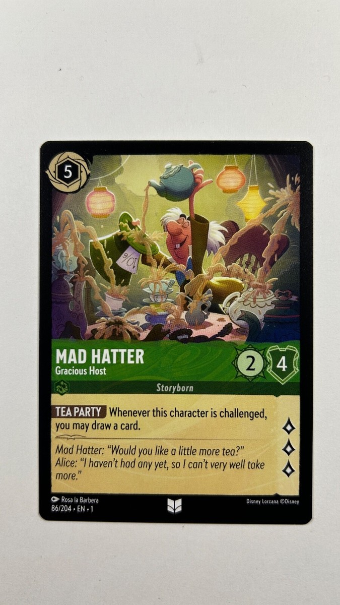 Mad Hatter Gracious Host Disney Lorcana First Chapter #86/204 Non