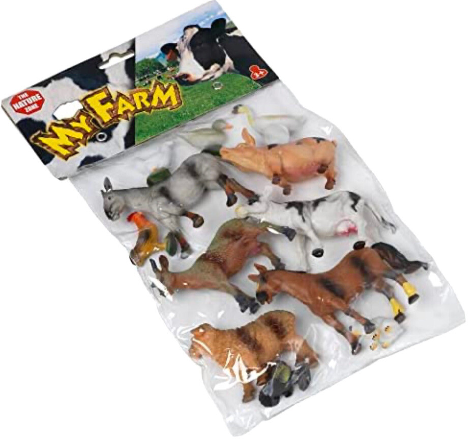 Peterkin 12pc Farm Animal Set Includes horse, donkey, cow, sheep, goat,  pig
