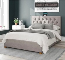Image of Ottoman Storage Lift Bed Plush Upholstered Olivia SleighBed Double King & XLKING