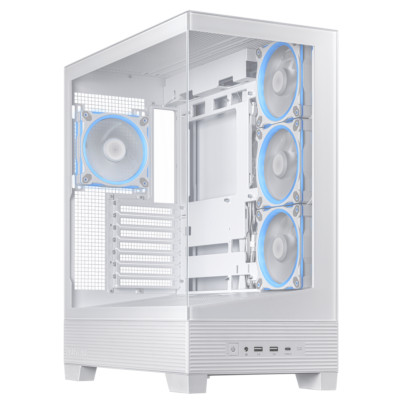 ASUS A31 PLUS TG ARGB White ATX PC Gehäuse mit Frontpanel aus Glas, weiß