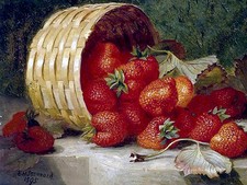 Strawberries in a wicker basket Accent Tile Mural Kitchen Backsplash Ceramic 8x6