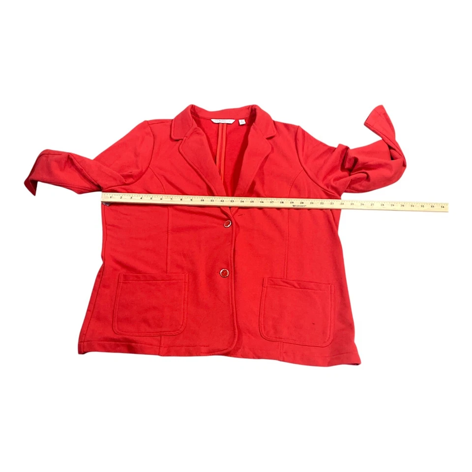 Chaqueta Isaac Mizrahi LIVE Mujer XL Rojo Terry Blazer Trébol Solapa Todos los Días Foto 4 de 4