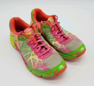 pink and green asics