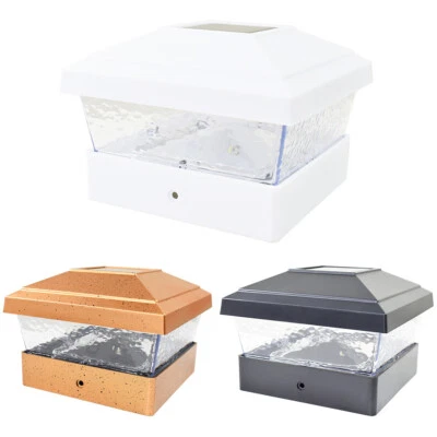 POLAR BEAR HOME 8 Black Copper White 5 x 5 Solar Post Deck Cap Lights Outdoor Fence Lamp Vinyl