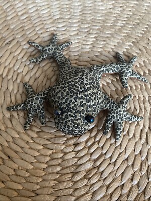 Vintage Unique 6  Sand frog Weighted Toy Plush Paperweight Iridescent Eyes