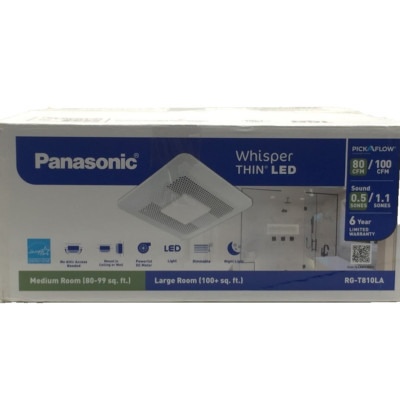WhisperThin DC LED 80 -100 CFM Ceiling/Wall Bathroom Exhaust Fan, 3-3/8 in.