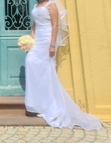 Brautkleid, Hochzeitskleid, Meerjungfrau, Wedding, weiß, Mermaid, Gr. 38, - Bild 12 von 14